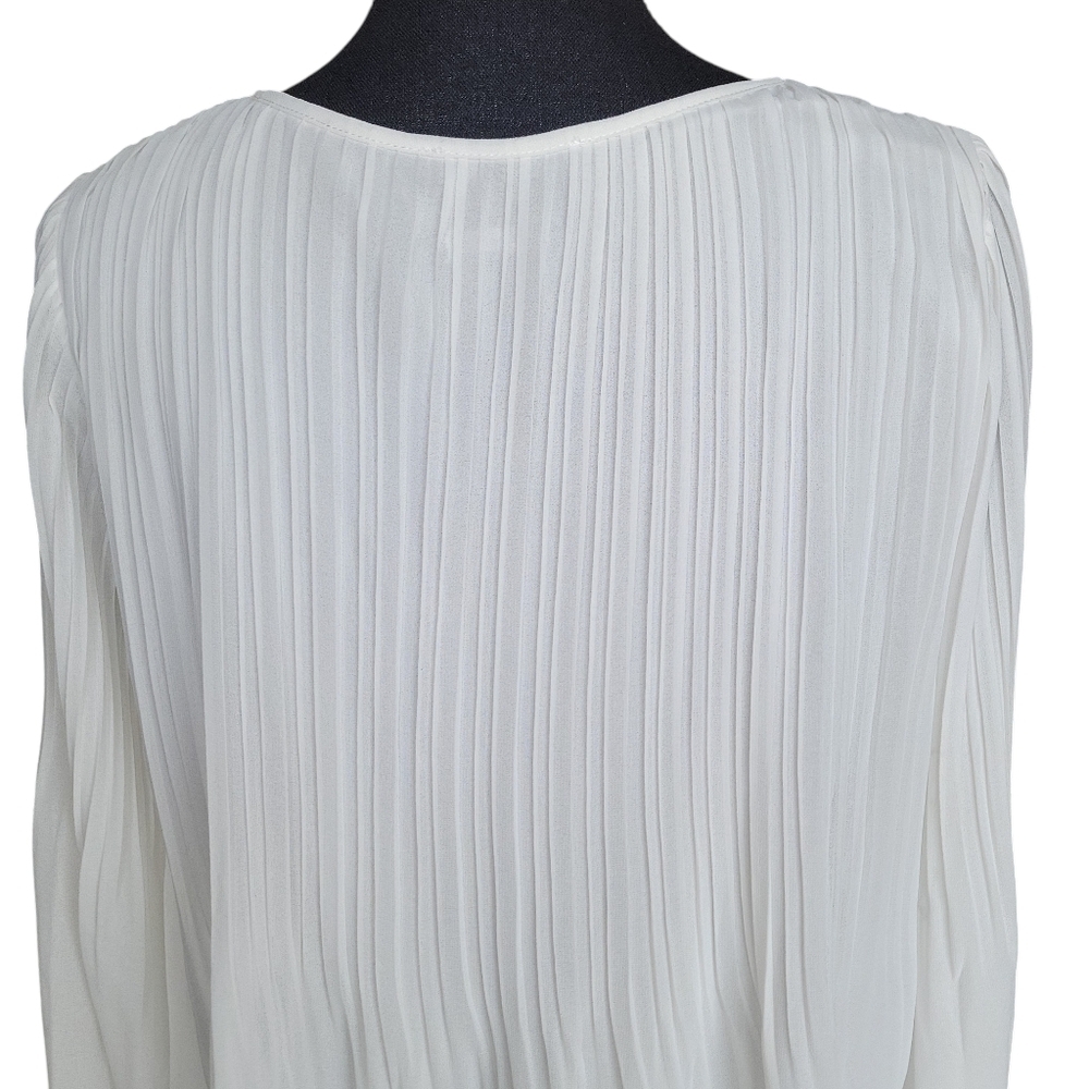 Miss Me Chic Cottagecore White Pleated Tassel Long Sleeve Blouse Women's Size L - Picture 7 of 14